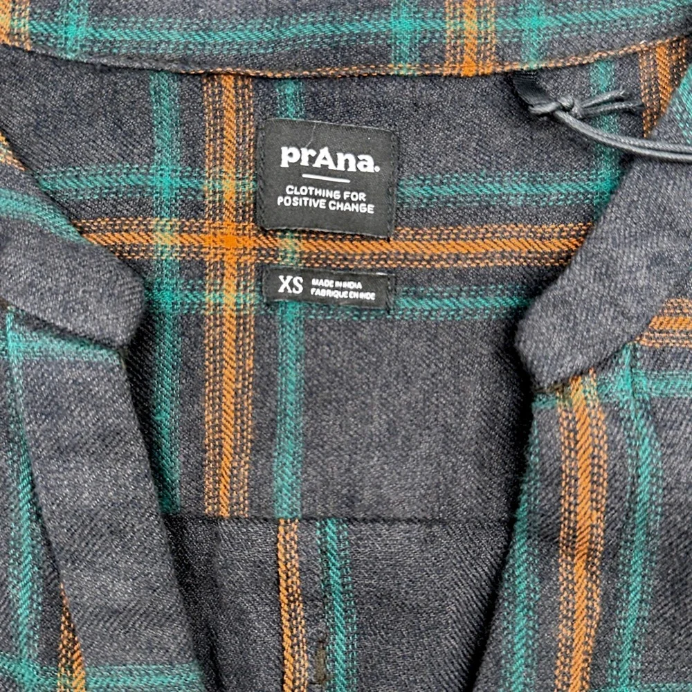 prAna Loop To Pines Dress Womens XS Dark Iron Plaid Organic Cotton 1962981 NEW